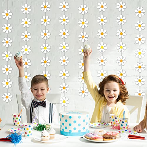 12 Packs Daisy Groovy Boho Party Banners Daisy Garland Kit Daisy Hanging Swirl Hippie Party Decorations White Daisy Paper Cutouts for Birthday Baby Shower Party Home Classroom Favor Supplies Decor - Thumbnail 7