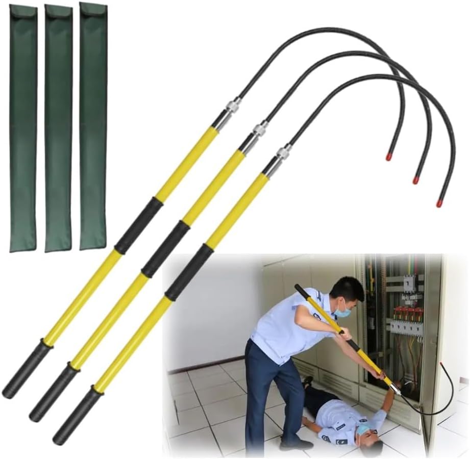 High Voltage Insulated Rescue Hook, Detachable Anti-Electrocution Tool for Electrical Safety, 1m/3.3ft, Ideal for Home & Factory Emergency Use (1pc)