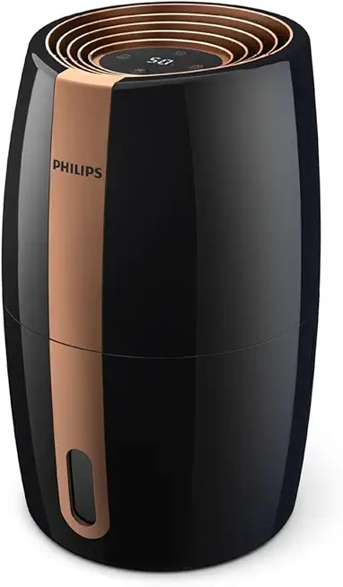 Philips Luftbefeuchter 2000 Serie, NanoCloud-Technologie, 99,97% weniger Bakterien, 200 ml/h, 2L Tank, Ultra leise (33 dB), Sensor, 3 Stufen, Auto- & Schlafmodus, Timer, Schwarz (HU2718/10)