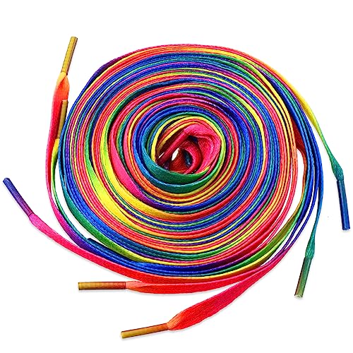 Ouligay 4 Pairs Rainbow Shoe Laces Flat Shoelaces for Adult Sneakers 120cm Colorful Shoelaces Flat...