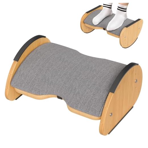 Amazer Bamboo Under Desk Footrest with Cushion 3-in-1, Reversible Ergonomic Rocking Foot Rest for Under Desk at Work, Adjustable Foot Stools with Washable Cover, Desk Leg Rest for Home Office