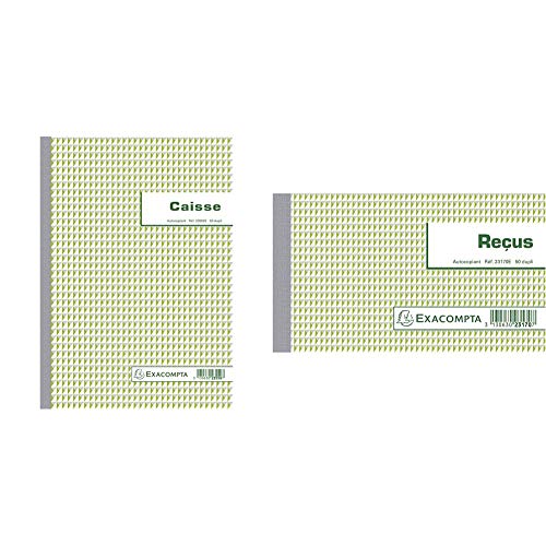 Exacompta 23550E Manifolds Caisse 29,7/21 50 Feuillets Doubles Autocopiants & 23170E Manifold Reçus 10,5 x 18cm 50 feuillets dupli autocopiants