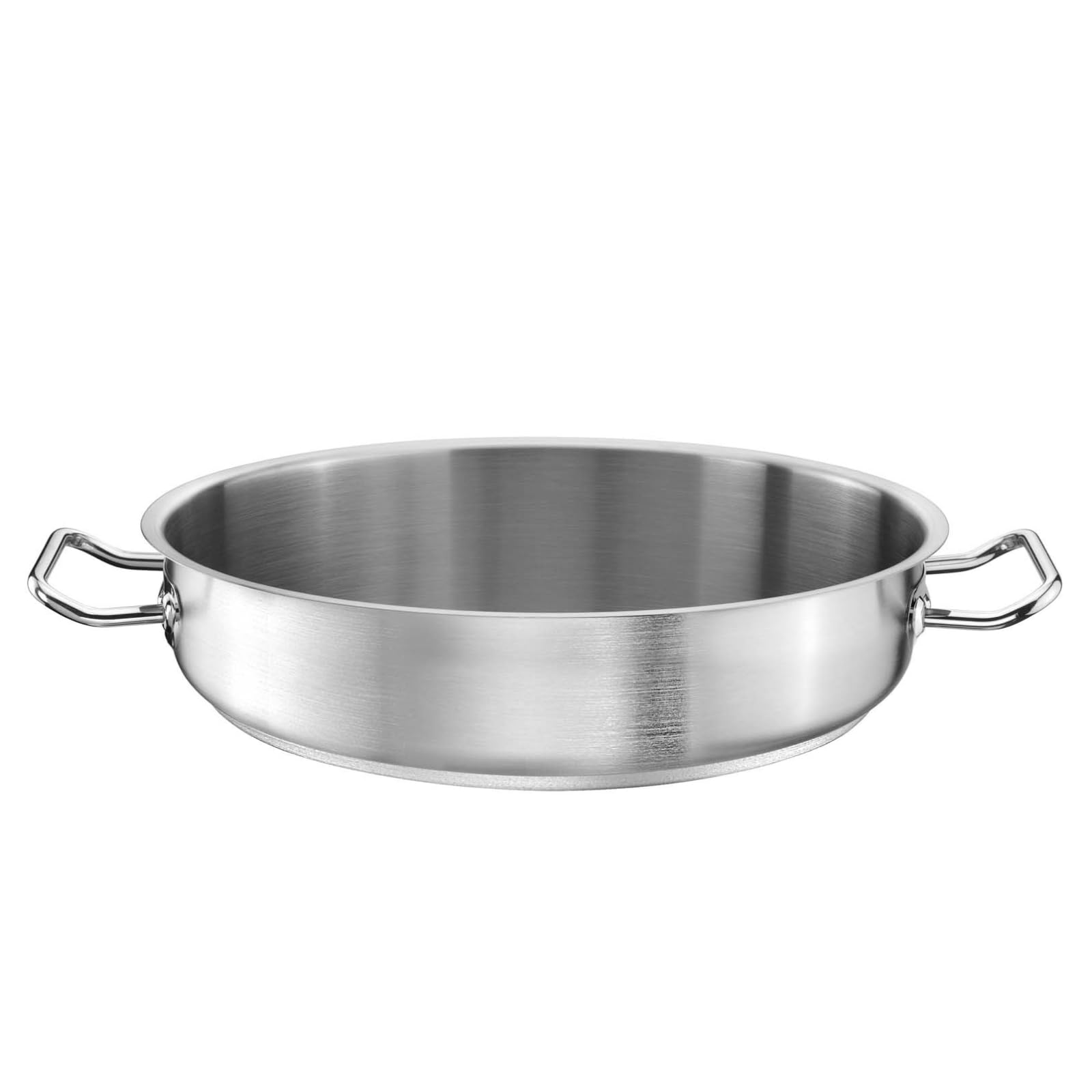 tegame piatto diametro 40 cm PRO | capacità 10 l, altezza 8 cm | acciaio inox | fondo rivestito | per piano cottura e induzione | lavabile in lavastoviglie