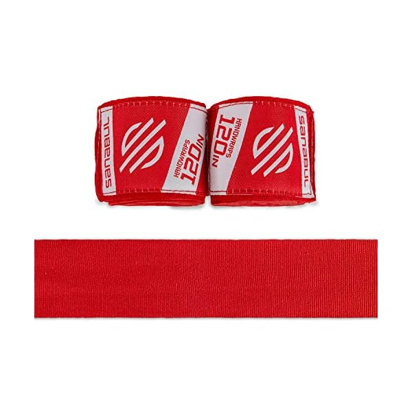 Sanabul-Elastic-120-inch-Handwraps-for-Boxing-Kickboxing-Muay-Thai-MMA Sanabul Elastic 120 Inch Boxing Hand Wraps | The Ultimate Hand Wraps for Boxing Gloves for Men, Women, and Kids | Muay Thai MMA Hand Wraps | Red