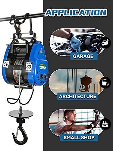 Mxmoonant Electric Hoist Lift 19M/Min Electric Winch Portable 360° Safety Limit, Al-Alloy Cased Hoist Crane With Updated Copper Motor, Pendant Control & Wireless Control Support (250Kg/30M) #TOP6