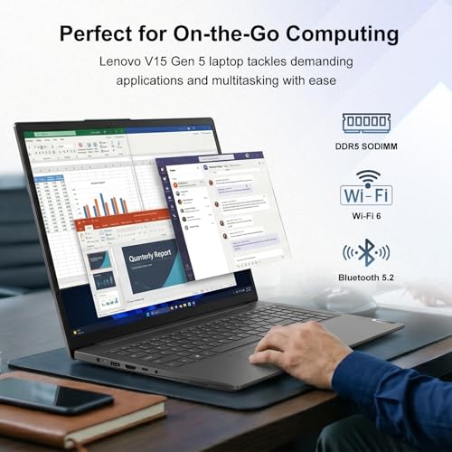 Image of Lenovo V15 Gen 5 15.6 inch FHD Business Laptop, 16GB DDR5RAM, 512GB Storage, Intel Core i3 6-core CPU(Beat Ryzen 3 7320U), W11 Pro, AI Copilot Key, Webcam w /Shutter, Security Chip Discrete TPM 2.0, Black