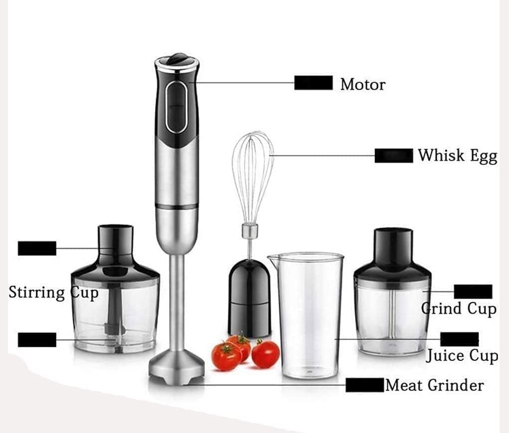 Blender ręczny ręczny, blender ręczny 4 w 1, blender ręczny ze stali nierdzewnej, bez BPA, narzędzie kuchenne, idealny do zup, koktajli, przecierów, jedzenia dla niemowląt