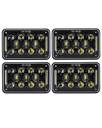 COWONE 60w 4x6 LED Rectangular Headlights Replacement for H4651 H4652 H4656 H4666 H6545 Peterbil Kenworth Freightinger 4Pcs
