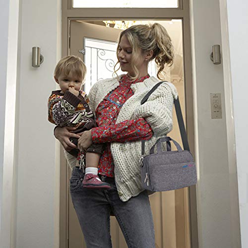 UBBCARE Breastmilk Cooler Bag with Ice Pack Baby Bottle Cooler Bag Fits up to 6 Large 5 Ounce Bottles Grey - Thumbnail 3