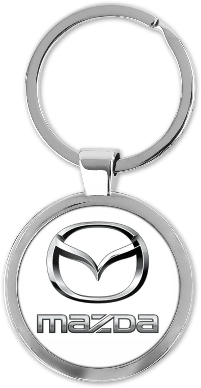 Mazda Keyring with Gift Box - Chrome Metal - Round - Logo - Unisex Adults