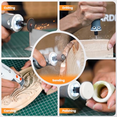 Image of HARDELL 8V Cordless Rotary Tool Kit, 5-Speed with 80Pcs & 28000RPM, for DIY