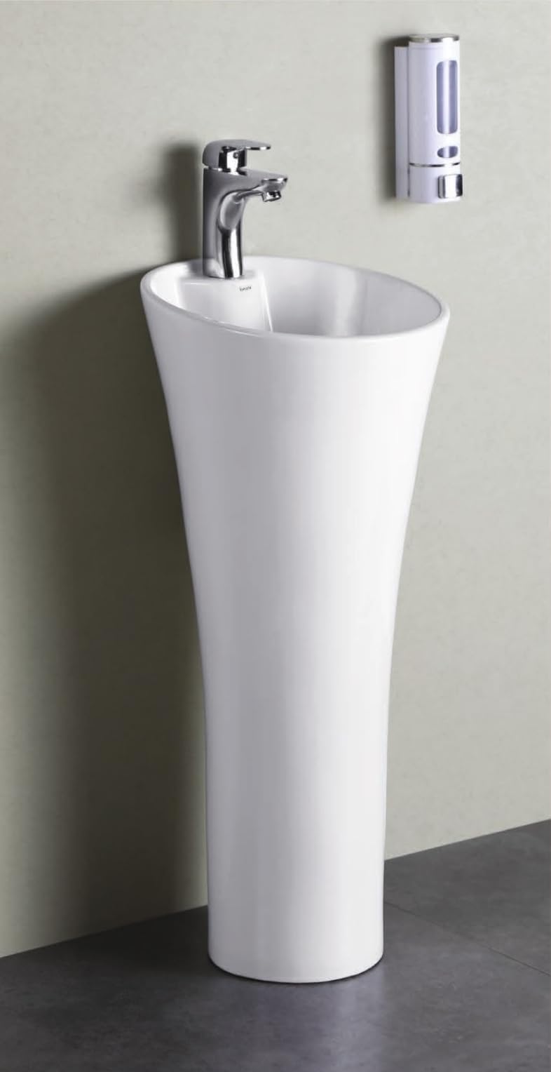 SENISTO Pedestal Wash Basin Sanitary Ware | Ceramic Wash basin | Freestanding wash basin | Wash Basin Over For Bathroom - WHITE (15 x 15 x 35 INCH) SES-01 (B0D6W6THNZ) Amazon Price History, Amazon Price Tracker