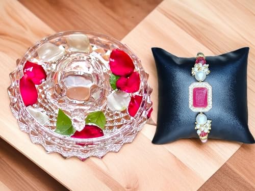 Image of SAUDEEP INDIA Feng Shui Crystal Tortise with Plate for Good Luck with Rakhi for Brother | Turtle for Vastu Home Decor(Bhai-Rakhi with Gift Hamper)