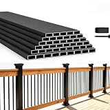 HZIU 101 Pack Stainless Steel Deck Balusters – 32.25' Black Side Mount Decking Railings with End Caps & Screws – Modern Porch Balusters for Patio, Balcony & Outdoor Staircases