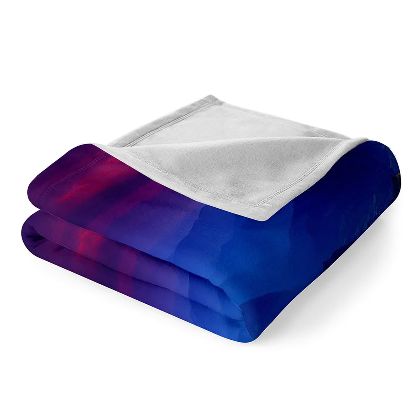 Aeici Couverture Polaire, Couverture Imprimée Enfant Couverture 180x200 cm Montagne Fleurie Coucher de Soleil Couverture de Canapé Cadeau pour Adultes et Enfants