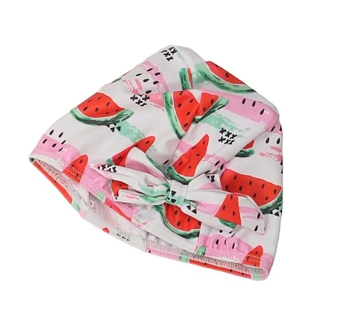 Yellow Bee Watermelon Tassels Bikini Swimsuit with Cap for Girls, Red and White (1-2 Years) - Image 6 thumbnail