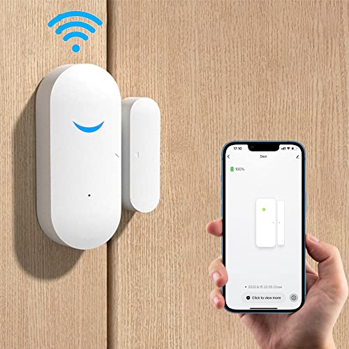 1 paquet de capteur de porte WiFi, capteur de fenêtre de porte Tuya, alarme en temps réel de capteur de fenêtre compatible avec Alexa Google, capteur de contact ouvert de porte de sécurité à domicile Cover
