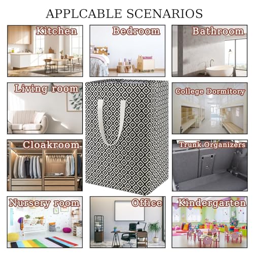 Image of Waterproof Laundry Hamper Collapsible Laundry Basket Leather Handle Laundry Bag Large Clothes Storage Toy Organization for Bathroom Bedroom Laundryroom College Dorms (Pop-Up Laundry Hampers-004)