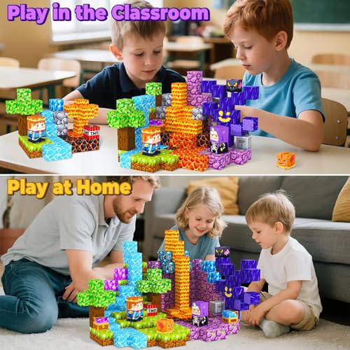 Image of Magnetic Blocks Building Toys for 3 4 5 6 7 8 9 10 11 12 13 Year Old Boys Girls, Kids Magnetic Cubes Tiles Montessori Sensory Travel Magnet Toys Games Christmas Birthday Party Toddler Gifts