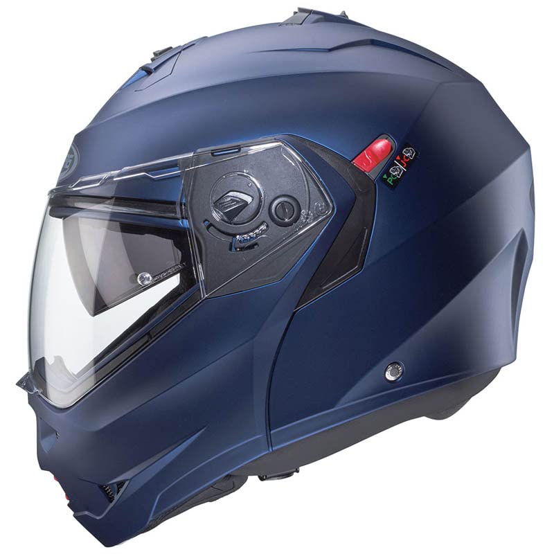 CABERG Duke X Azul Mate - Casco de Moto Modular P/J Integral-Jet + Pinlock - Casco con Visor Solar Homologado ECE 22.06