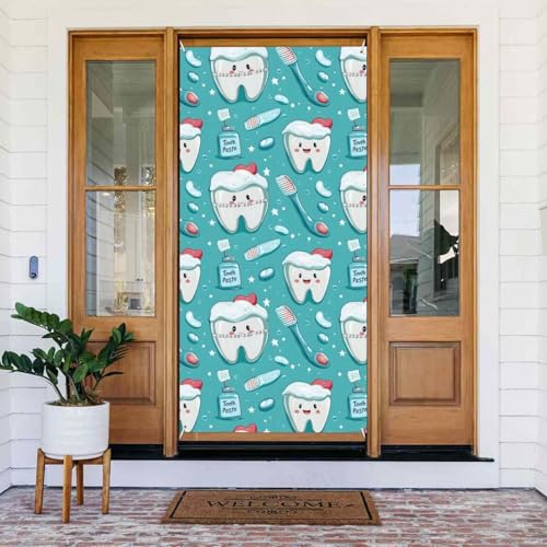 Decorazioni per porte – Primavera Estate Simpatico Dentifricio Stampa Striscioni per Porta per Frontale, Invernale Autunno Segnale Copertura Banner Appeso Sfondo per Esterni Interni Eve Decorazione da