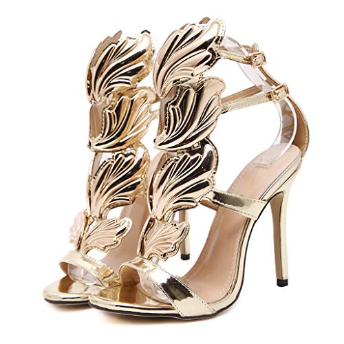 MIOKE Women's Stilettos High Heel Sexy Peep Toe Sandals Gladiator Buckle Ankle Strap Dress Party Pumps2