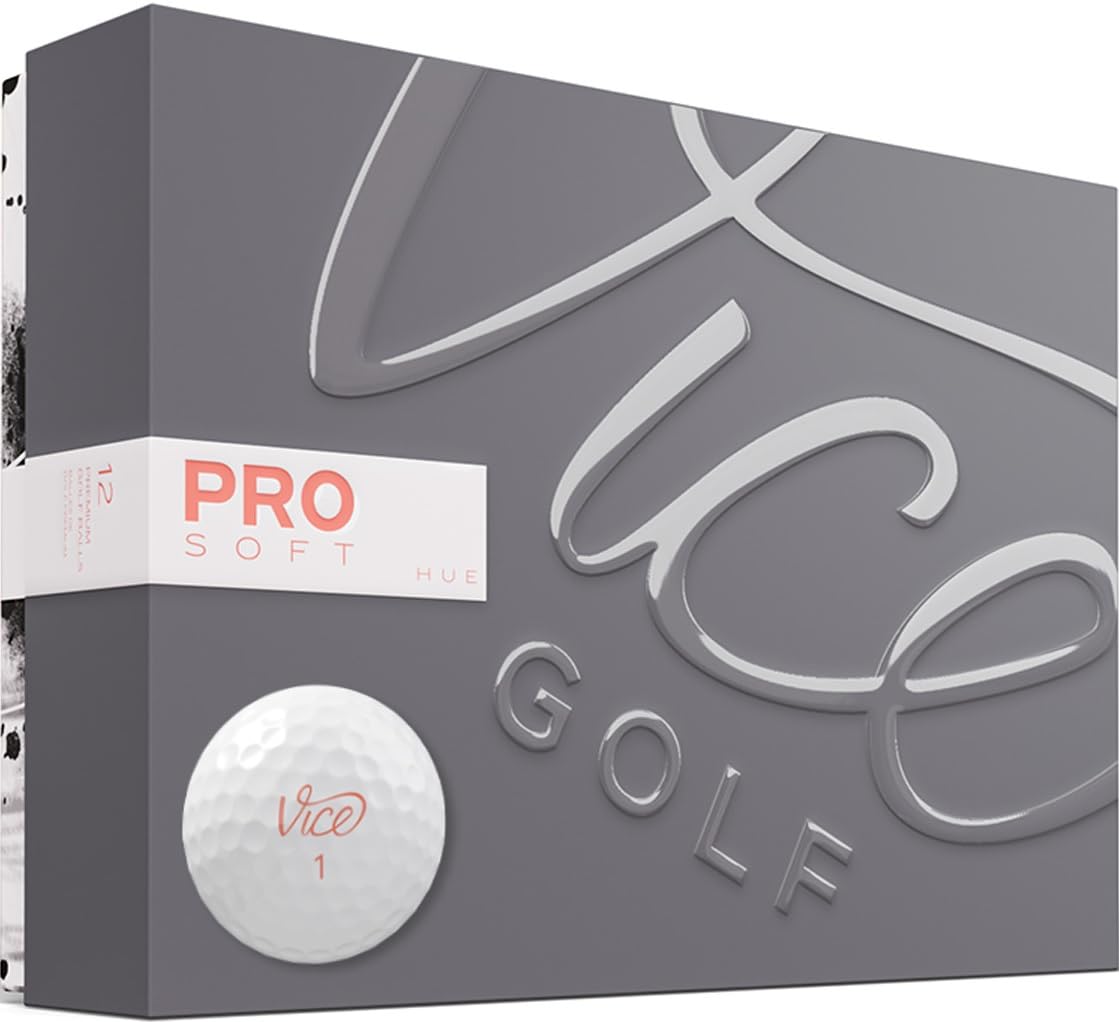 Vice Golf Pro Soft Hue Living Coral 2020 | 12 Golf Balls | Features: 3-Piece Cast Urethane, Soft Feel, High Ball Flight Stability | More Colors: Blue Light, Coral | Profile: For Ambitious Golfers