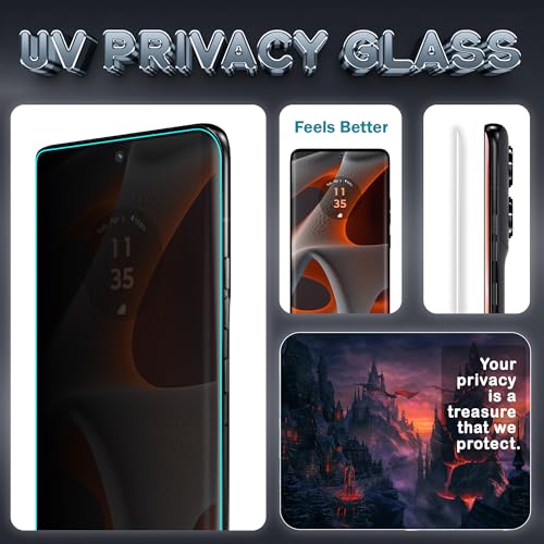 Image of FIRST MART Anti-Spy UV Tempered Glass for Motorola Edge 50 Pro | 9H Curved Display Screen Guard, Fingerprint Compatible | Pack of 2