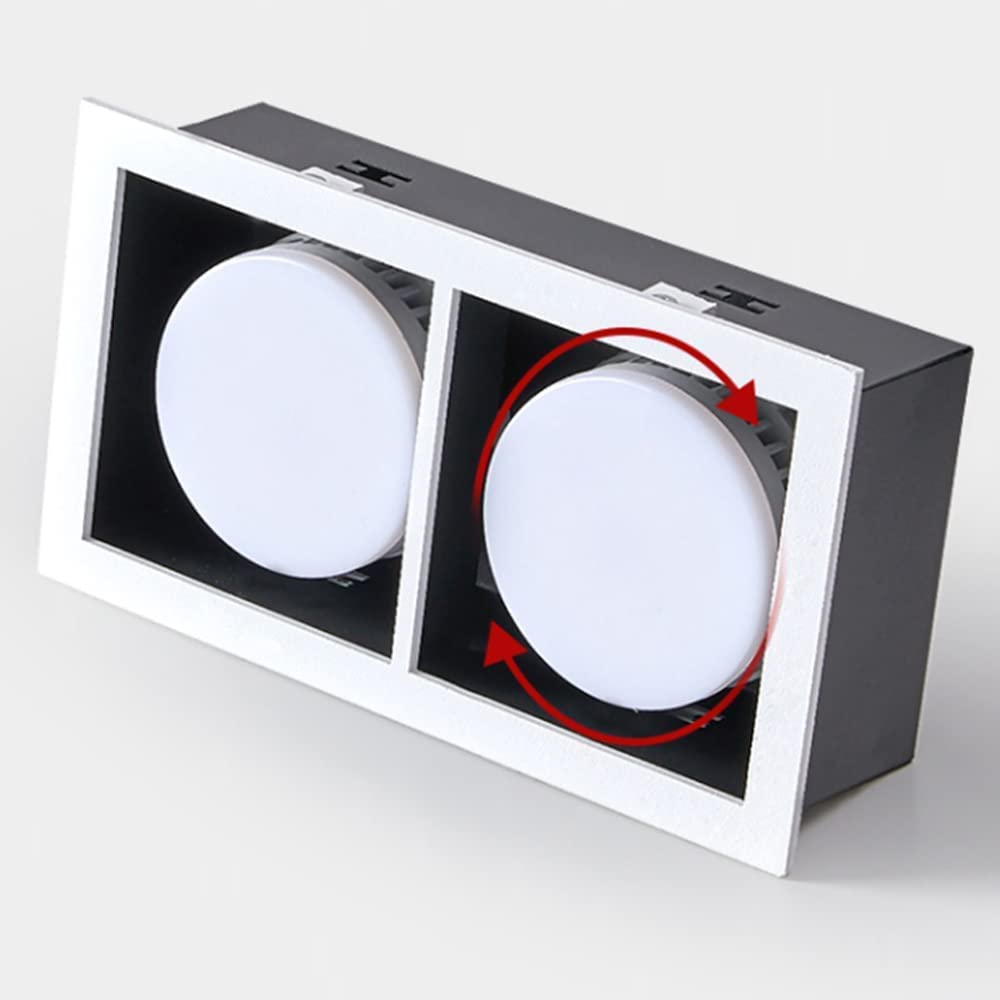 Set di 6, Retrofit Faretti da Incasso ad Angolo Regolabile a Doppia Testa orientabili per soffitto 14W Bianco Pannello Luminoso Rettangolare Regolabile, 3000k, 3000K,3000K