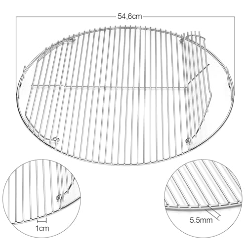 54,6cm 7436 Grillrost Rund Klappbarem für Weber 57cm Holzkohlegrills, Grillrostersatzteil für Weber One-Touch, Performer,Bar-B-Kettle and Master-Touch,Smokey Mountain Cooker Smoker,Ersatzteile Zubehör
