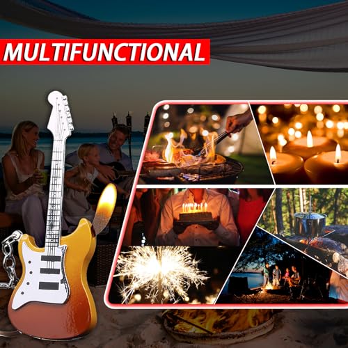 Encendedor llavero metálico vintage guitarra recargable miniatura 7