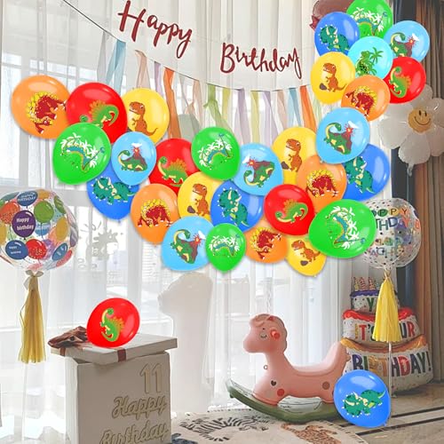Image of 35 Pcs Dinosaur Balloons Party Decorations, 12 Inch Colorful dino balloons Theme Latex Balloon Bouquet for Kids Girls Boys for Birthday Party Supplies Decoration