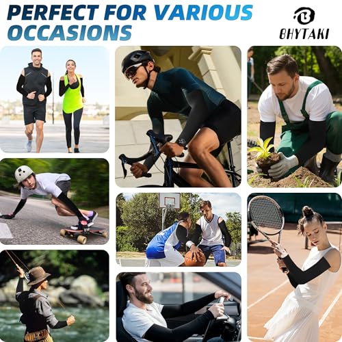 Image of BHYTAKI UV Sun Protection Arm Sleeves, UPF 50 Sports Cooling Arm Compression Sleeves for Men Women Teenager