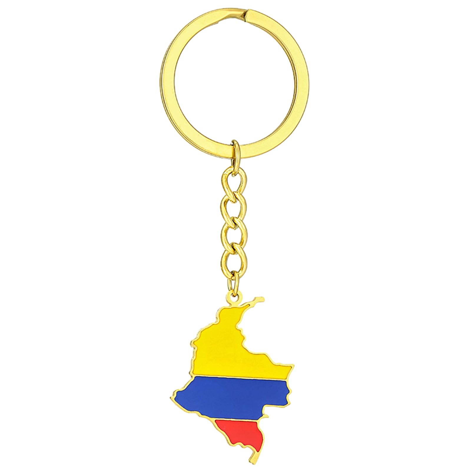 Kangql Gold Keychain, Stylish Colombian Map Flag Keyrings /Silver Color Keychain Ethnic Style Key Rings Accessory For Culture Enthusiasts,