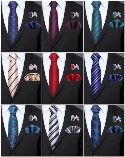 Image of Chicingyou 9 Silk Tie Set Men Silk Striped