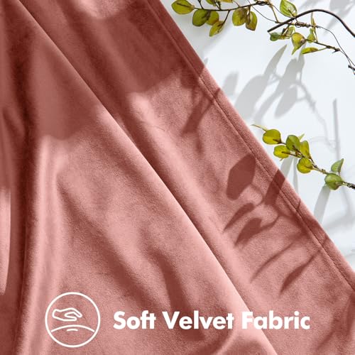 Image of MIULEE Dusty Rose Velvet Curtains 96 inches Long, Pinch Pleated Blackout Drapes with Hooks, Thermal Insulated Pinch Pleat Panels for Bedroom Living Room, 2 Panels