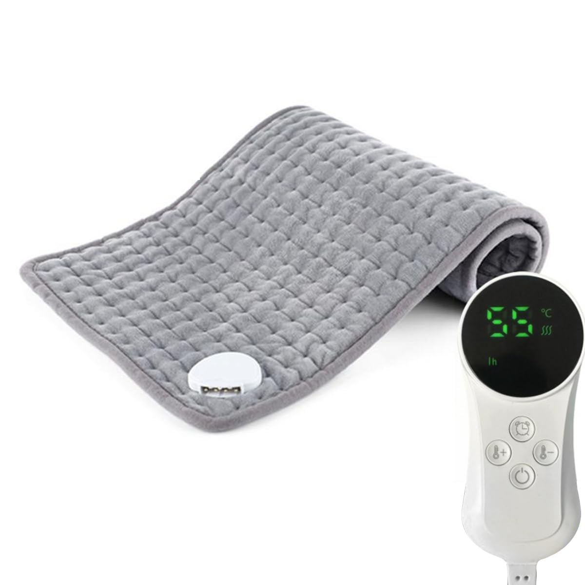 King Size Heating Pad for Back Pain & Cramps Relief (12"×24"), 9 Heat Levels, 4-Timer Auto-Off, Overheat Protection, 2 m Detachable Cord, Electric Heat Pad for Neck Shoulder, Knee, Leg, Gray