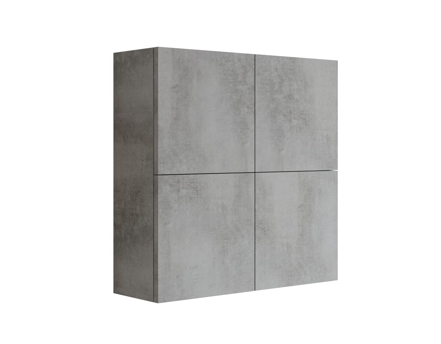 MaMa Store Atena Pensile Doppio Mettitutto 4 ante e sistema di apertura push and pull, Laminato, Grigio Cemento L. 71 X P. 22 X H. 71 cm, Arriva già assemblato