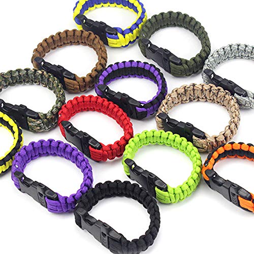 Lot De 10 Bracelets Paracorde 7 Brins 3m - Multicolores Pour Survie, Bricolage Et Animaux