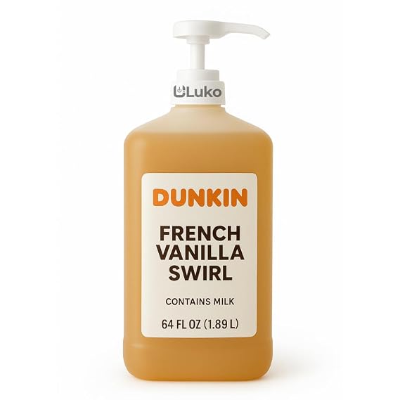 Dunkn Donnuts, French Vanilla Syrup, 64 Oz Jug Rich Flavor for Coffee, Desserts, Pancakes, Waffles, Milkshakes, Smooth and Sweet