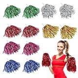 Ergonomischer griff: Jeder Cheer Pompom hat oben einen weißen Griff mit einer holprigen rutschfesten Textur auf der Oberfläche.Der 8cm Griff ist bequem, um die Blume zu halten, und der Griff und der Blumenball sind fest gebunden und das Band ist schwer abzufallen.