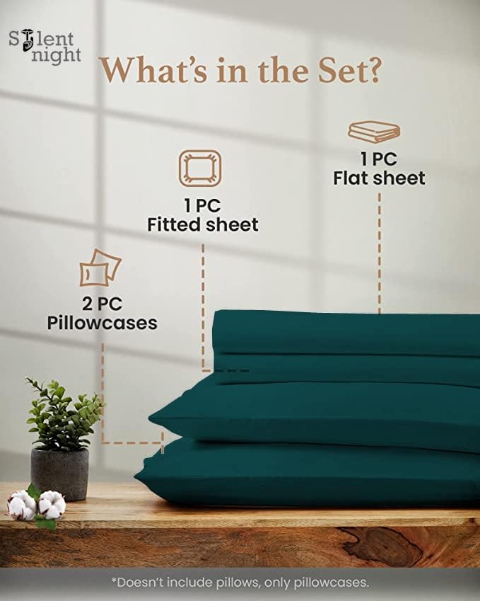 Luxury Hotel Collection Bedding Sheets Set 15" Deep Pocket 4 Piece 100% Egyptian Cotton 800 Thread Count - Smooth & Soft Sateen Weave - Queen Size, Teal Solid