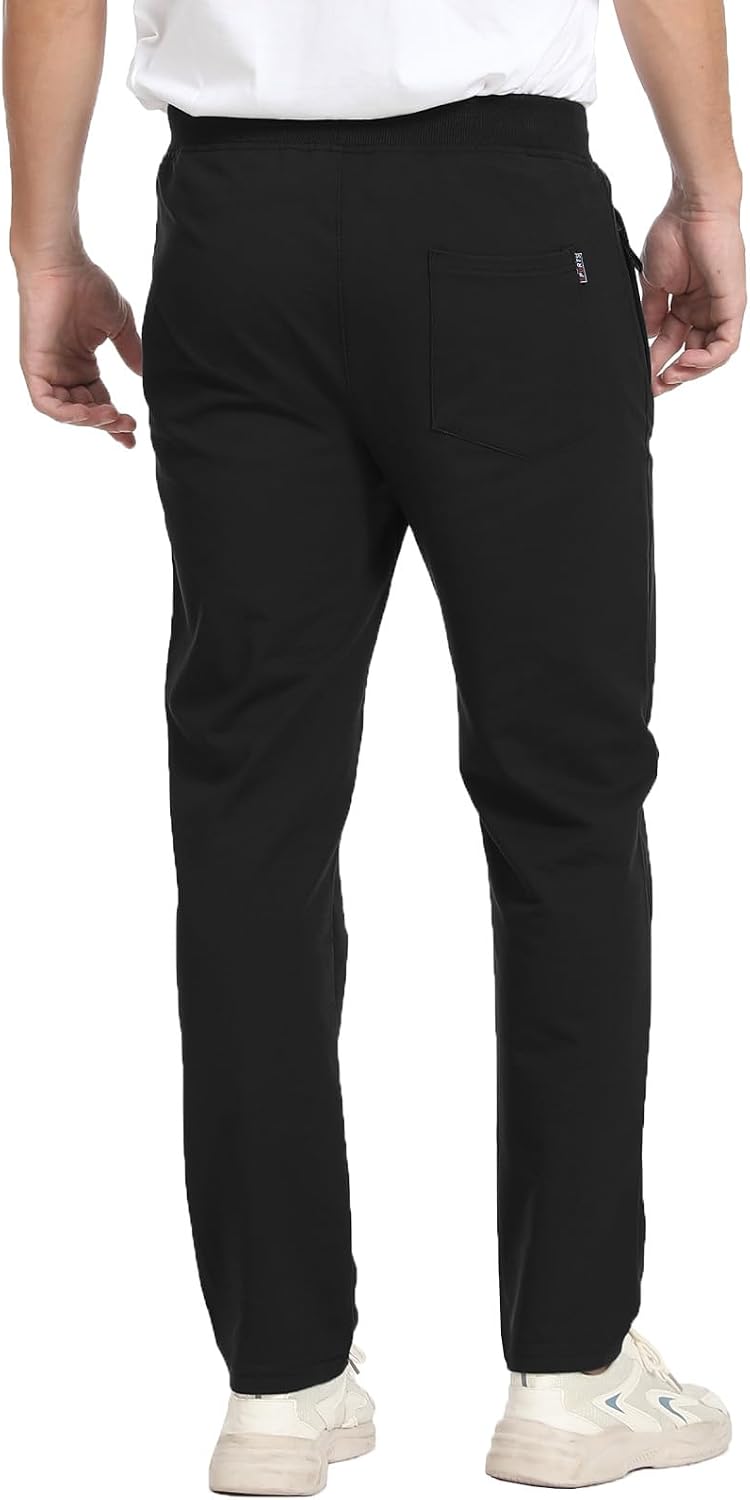 JustSun Jogging Bottoms Men's Cotton Tracksuit Bottoms Casual Trousers with Zip Pockets Black L