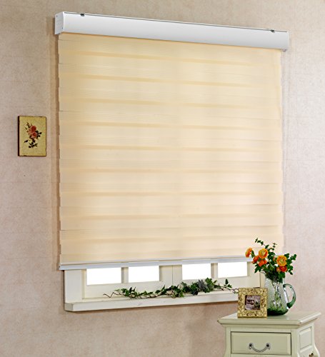 Custom Cut To Size, [Foiresoft Basic, Peach, W 75 X H 64 Inch] Zebra Roller Blinds, Dual Layer Shades, Sheer Or Privacy Light Control, Day And Night Window Drapes, 10 To 110 Inch Wide #TOP2