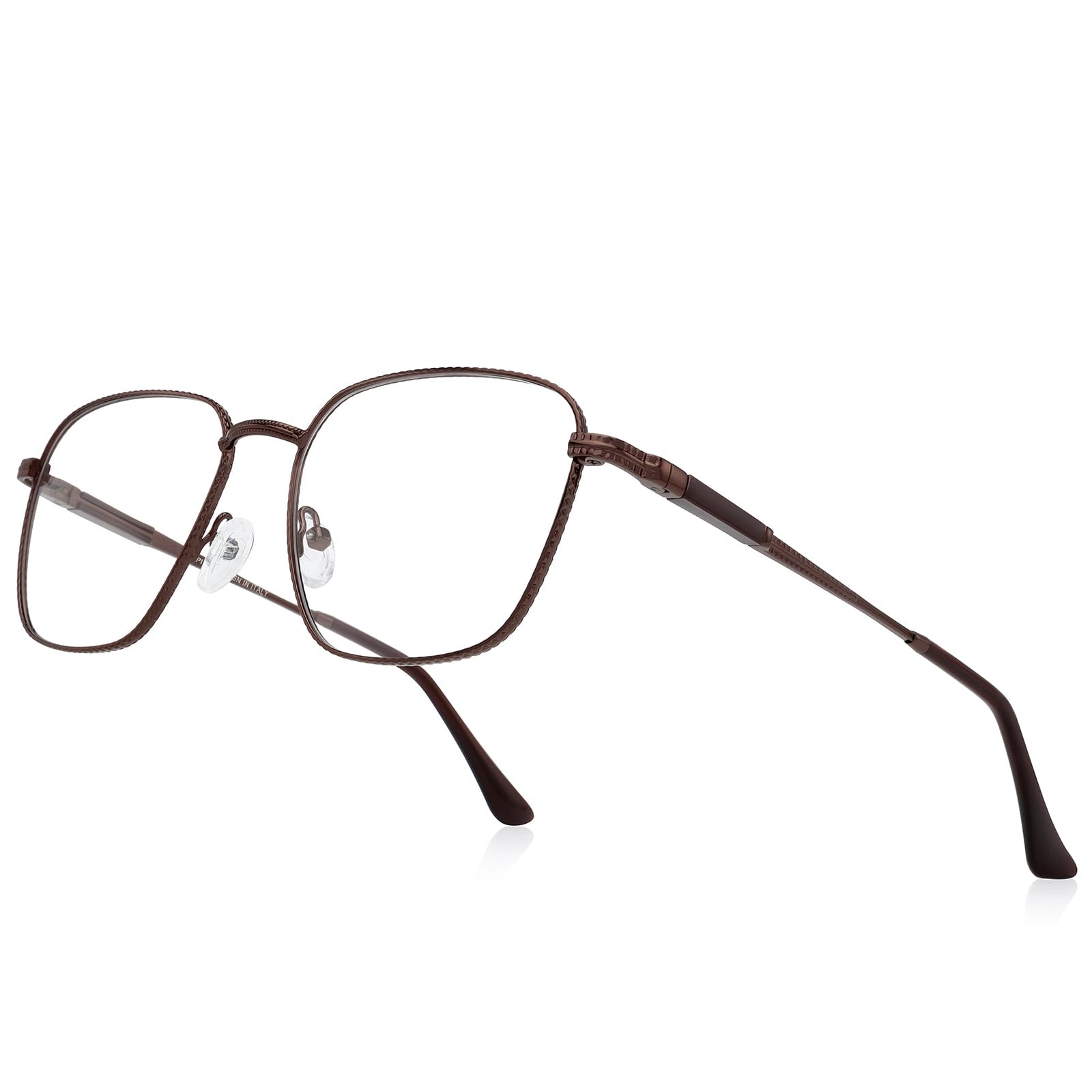 RB.Pilot Classic Square Reading Glasses for Men Women Light Blocking Computer Readers Spring Hinge Metal Frame Acetate Legs