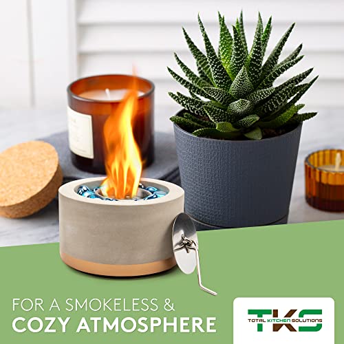 Tks Tabletop Fire Pit Indoor And Outdoor Use Fireplace With 4 Skewers Mini Personal Fire Pit Great For Roasting Marshmallows (Gray/Gold) #TOP7