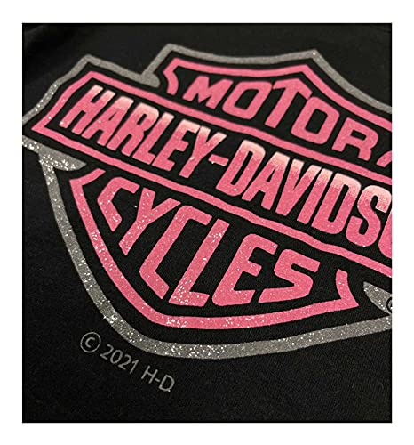 Harley-Davidson Little Girls' Glitter B&S Mesh Tattoo Long Sleeve Tee - Black2