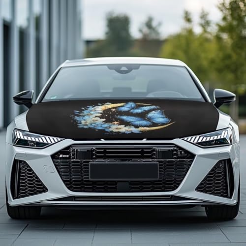 Image of Car Hood Cover,Moon Print Soft Decoration Car Hood Cover Protector Suitable Most Automotive Sedans Trucks Pickup Sports Cars,Car Accessories