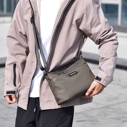 Men's small crossbody bag, messenger shoulder bag, men's and women's shoulder bag, multi zipper backpack, anti-theft travel,3