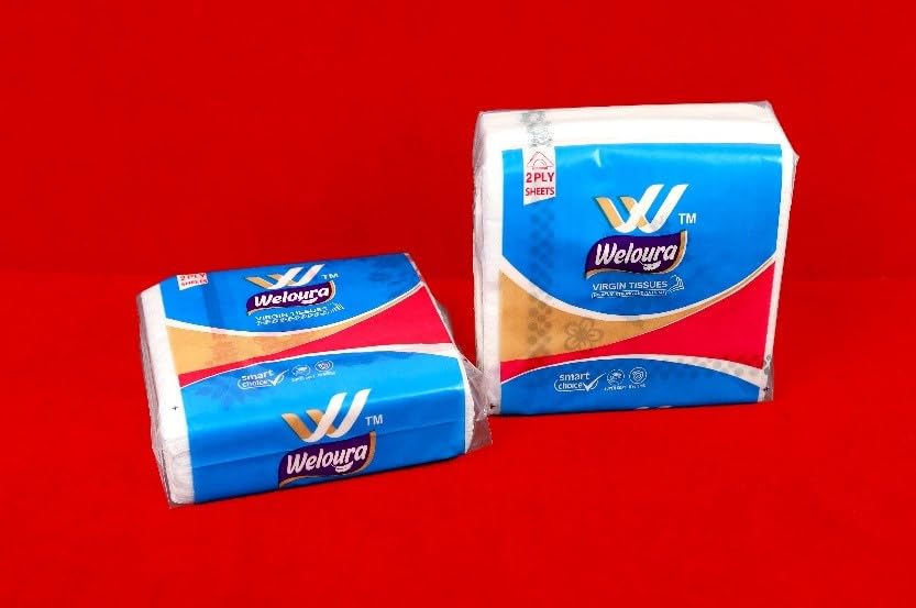 Weloura Virgin Soft Napkins 2 Ply, 15 GSM 50 Sheets per Packet, Disposable Tissue Paper for Home, Office, Kitchen, Parties & Dining Pack of 1 4